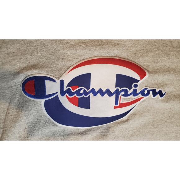 Champion Big Patch Embroidered Logo Gray Shirt 2XL - Picture 3 of 6